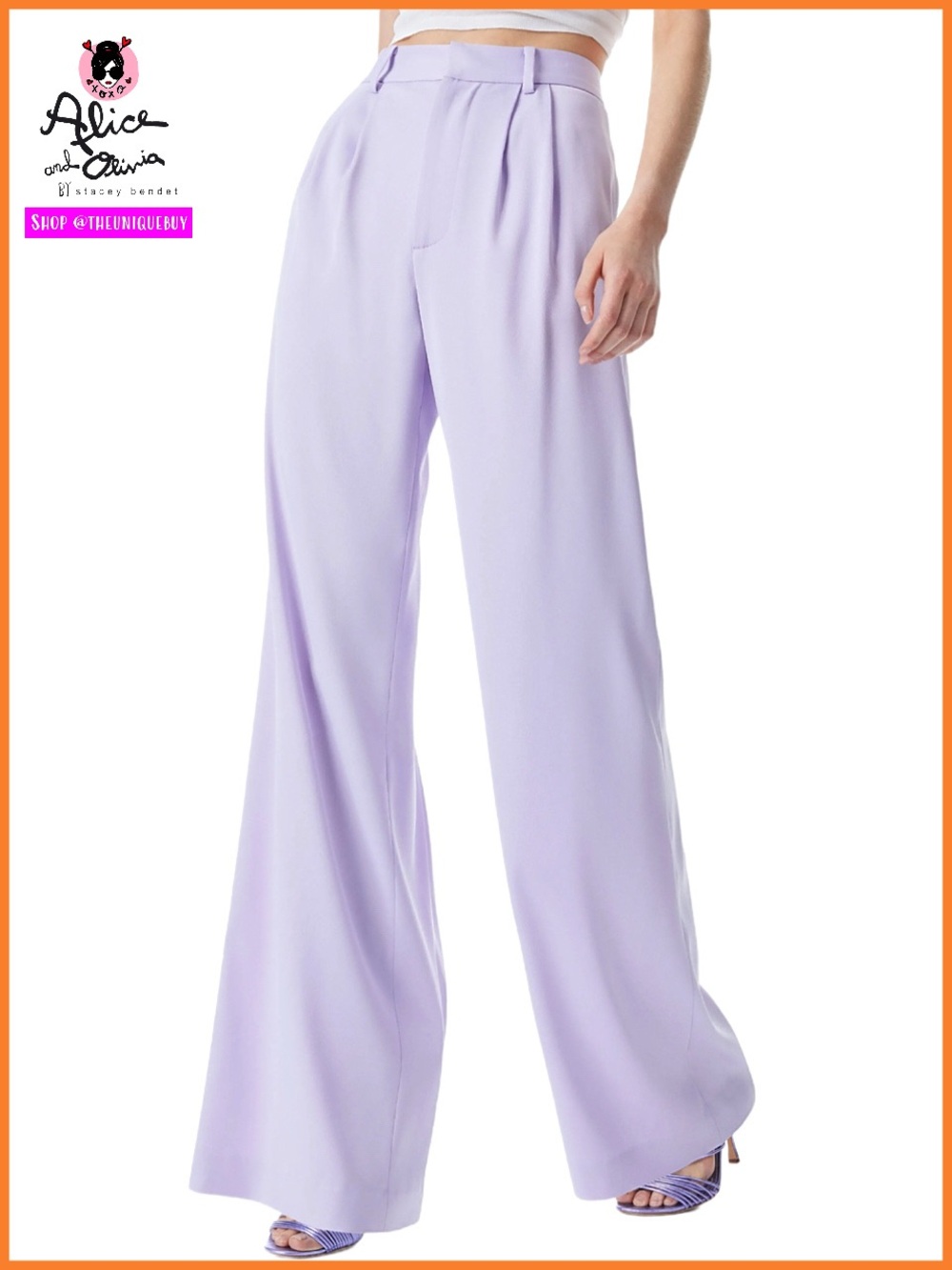 Alice + Olivia Conry Lavender Purple Pleated Wide Leg Pants